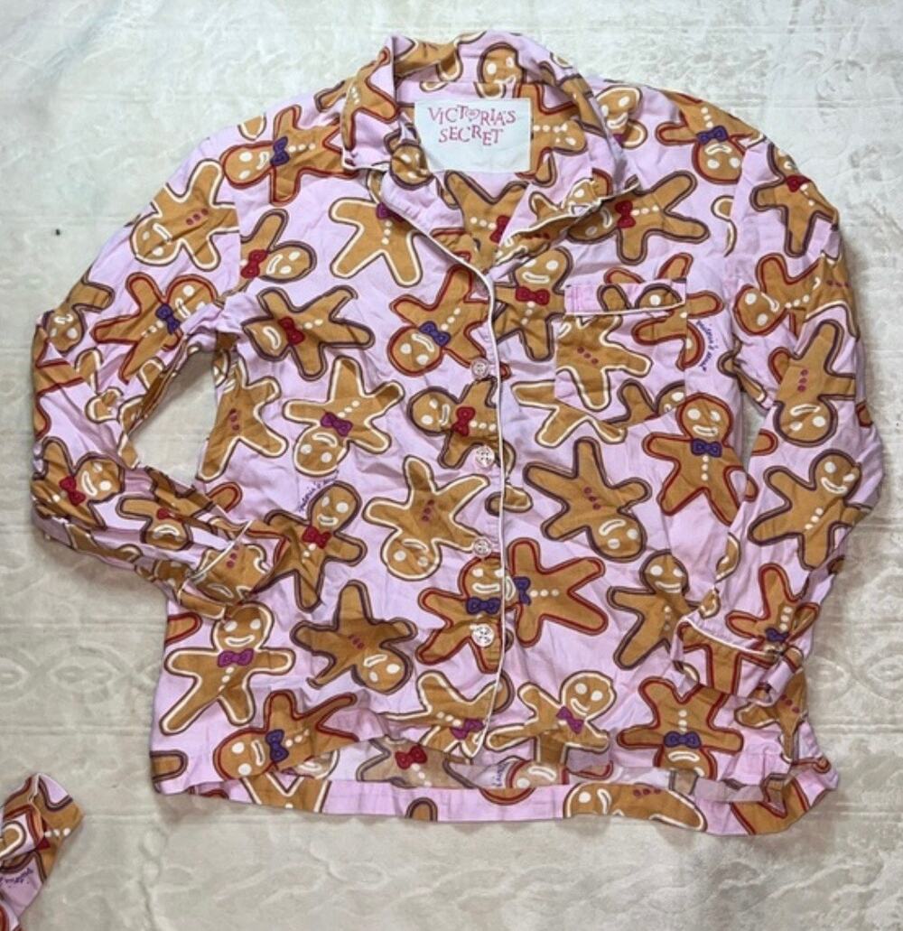 Victoria’s Secret Gingerbread 100% Cotton Vintage Flannel Pajama Set In Pink
